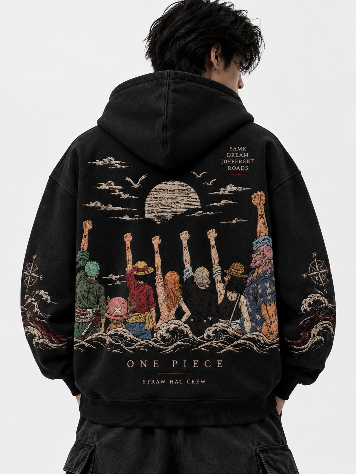 One Piece · Double-Zipper Oversized Hoodie